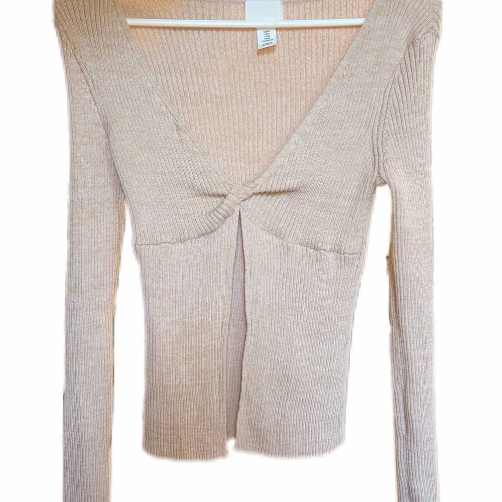 H&M Beige Ribbed Knit Top